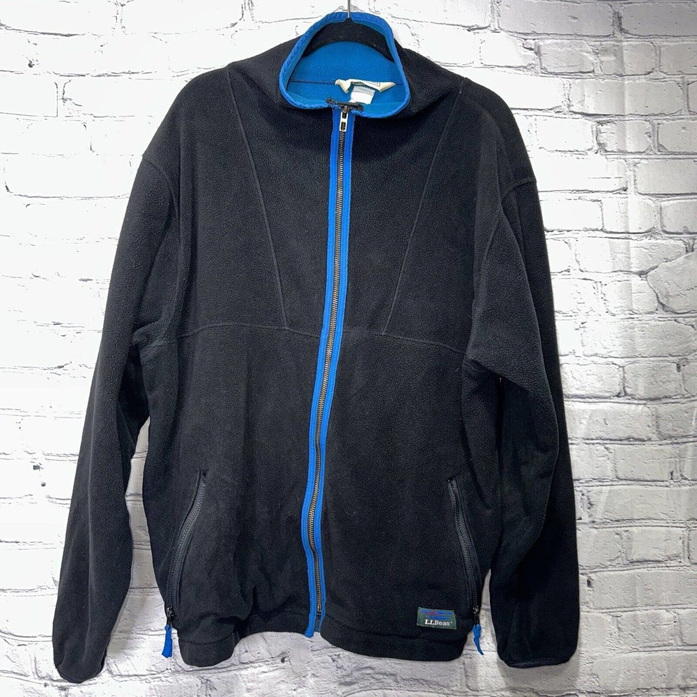 LL Bean Vintage Black Jacket Mens X Large Made In USA 90s Zip Up